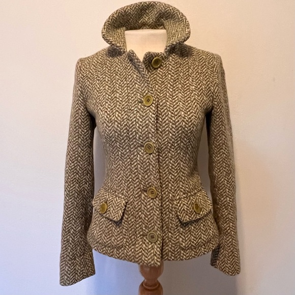Weekend Max Mara Wool Tweed Blazer Jacket Herringbone Tailored Fitted Size 2 - Picture 5 of 16